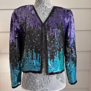 Vintage Sequin Cropped Jacket Disco Glam Jacket